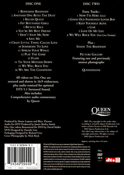 Queen : Greatest Video Hits 1 (DVD-V, Comp, Multichannel, PAL, 5.1 + DVD-V, Comp,)