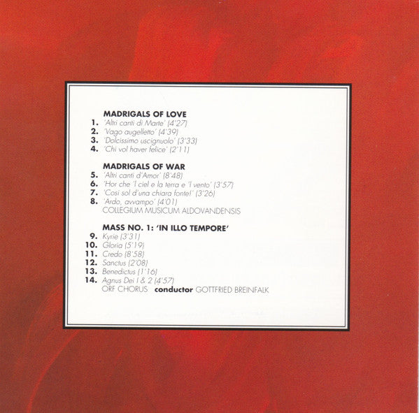 Claudio Monteverdi : Vocal Masterpieces (CD, Comp)