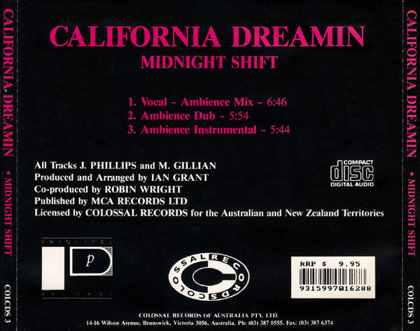 The Midnight Shift : California Dreamin (CD, Maxi)