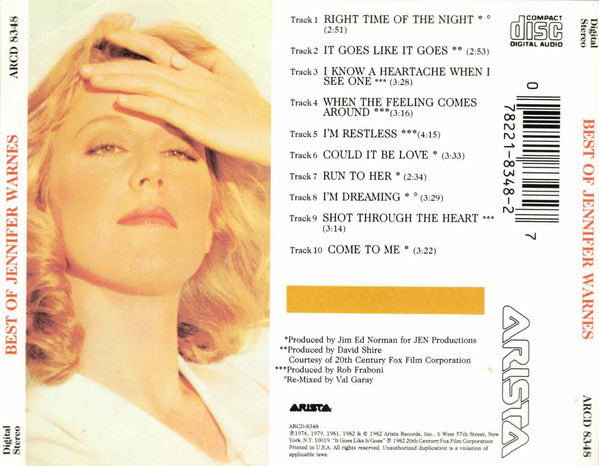 Jennifer Warnes : Best Of Jennifer Warnes (CD, Comp)