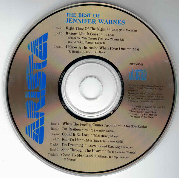 Jennifer Warnes : Best Of Jennifer Warnes (CD, Comp)