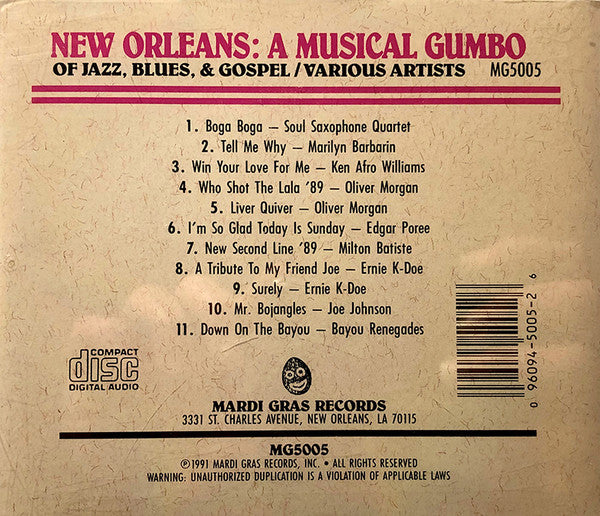 Various : New Orleans: A Musical Gumbo Of Jazz, Blues & Gospel (CD, Comp)