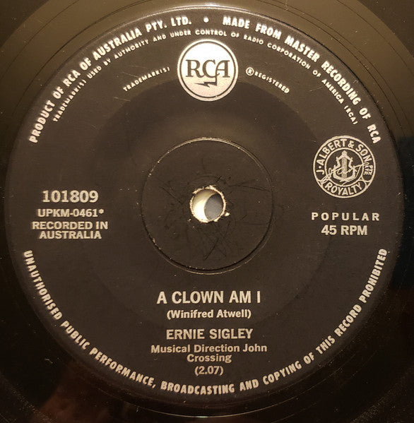 Ernie Sigley : A Clown Am I / A Million Years Or So (7", Single, Mono, Sol)