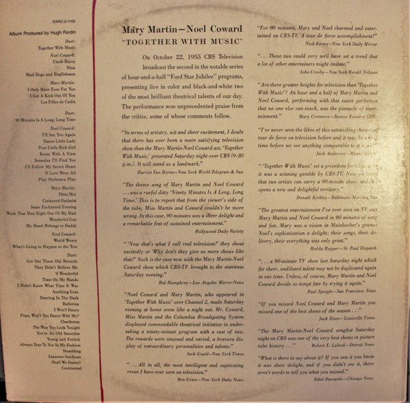 Mary Martin, Noël Coward : Together With Music (Original Television Soundtrack) (2xLP, Album, Gat)