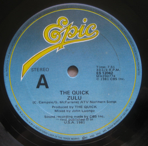 The Quick : Zulu (12", Single)