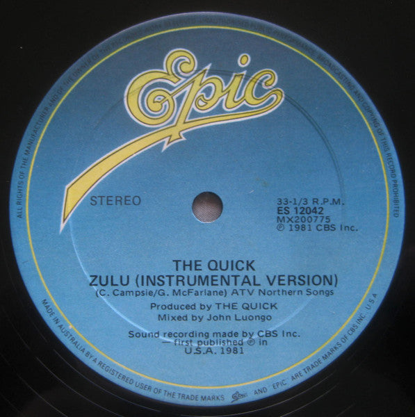 The Quick : Zulu (12", Single)