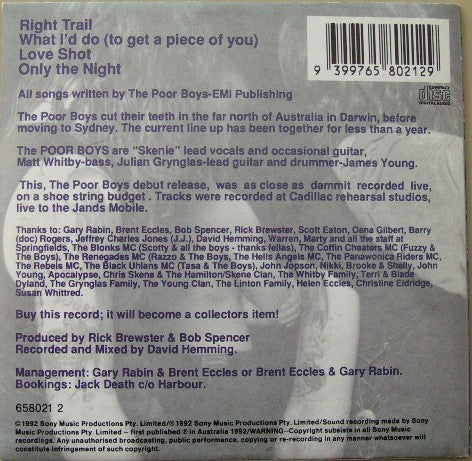 The Poor Boys (7) : Rude, Crude & Tattooed (CD, EP)