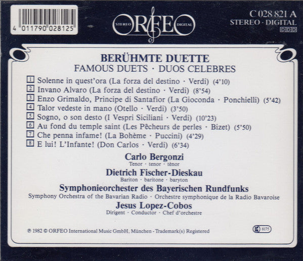 Carlo Bergonzi, Dietrich Fischer-Dieskau, Jesús López-Cobos : Berühmte Duette - Famous Duets (CD)