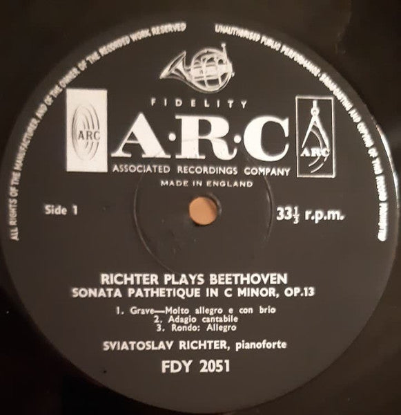 Sviatoslav Richter Plays Beethoven* : The Pathétique and Appassionata Sonatas (LP, Mono)