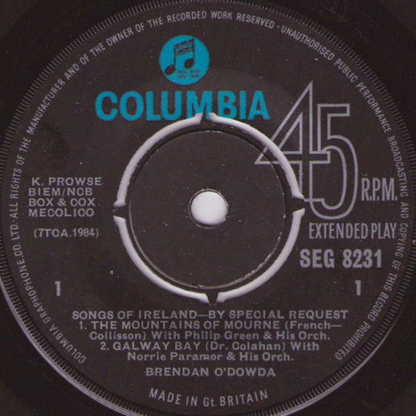 Brendan O'Dowda : Songs Of Ireland - By Special Request (7", EP)