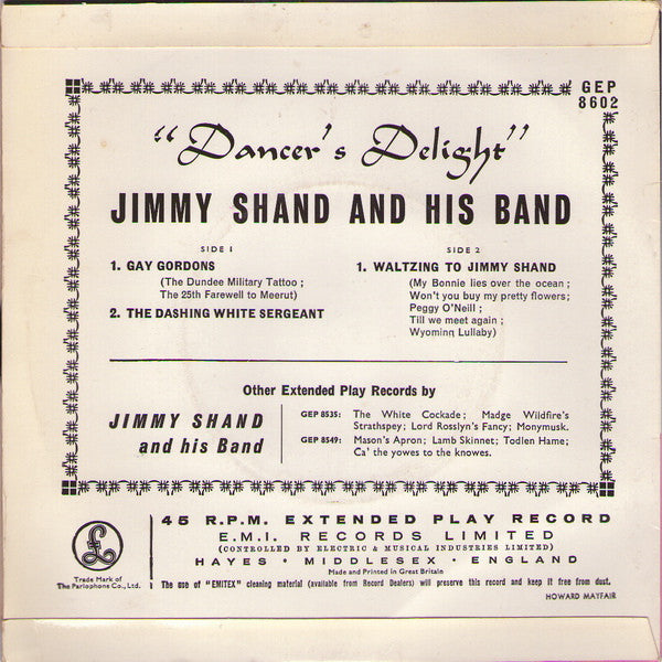 Jimmy Shand And His Band : Dancer's Delight (7", EP, Gre)