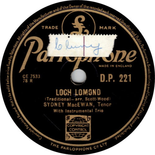 Father Sydney MacEwan : Loch Lomond / Bonnie Mary Of Argyle (Shellac, 10", RP)