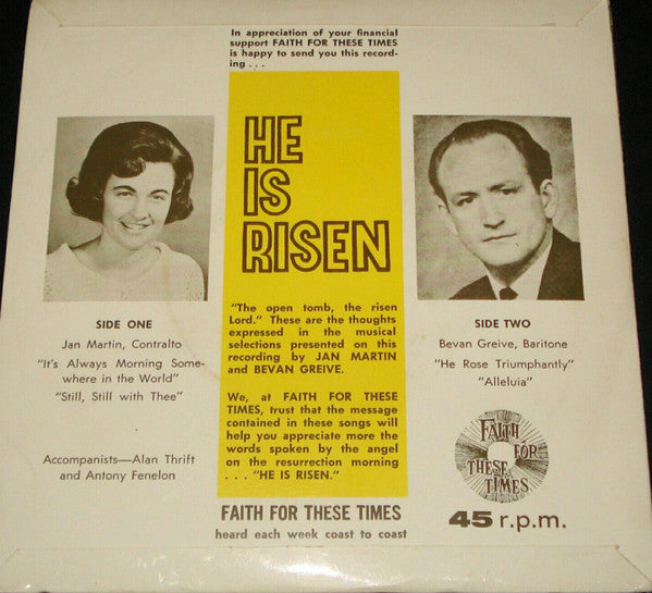 Bevan Greive / Jan Martin (6) : He Is Risen (7", EP)