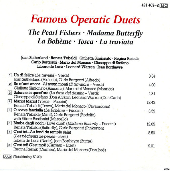 Various : Famous Operatic Duets (CD)