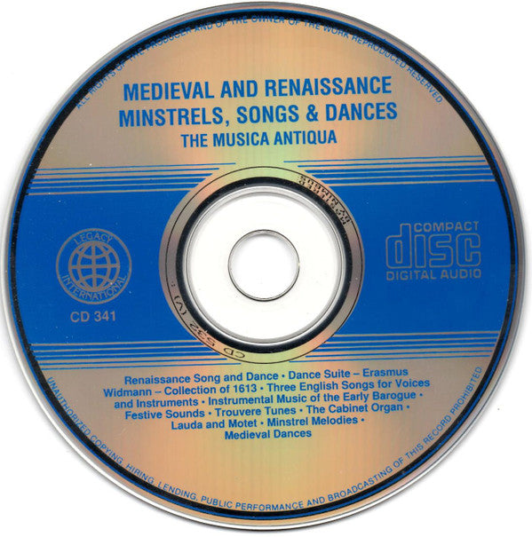 The Musica Antiqua* : Medieval And Renaissance Minstrels, Songs And Dances (CD, Album, Comp)