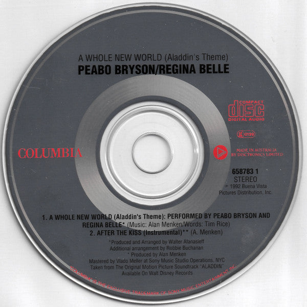 Peabo Bryson And Regina Belle : A Whole New World (Aladdin's Theme) (CD, Single, Dis)