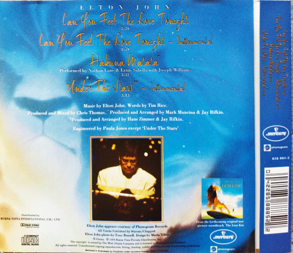 Elton John : Can You Feel The Love Tonight (CD, Single)