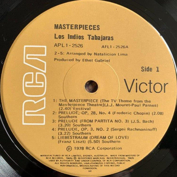 Los Indios Tabajaras : Masterpieces (LP, Album)