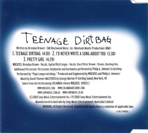 Wheatus : Teenage Dirtbag (CD, Single)