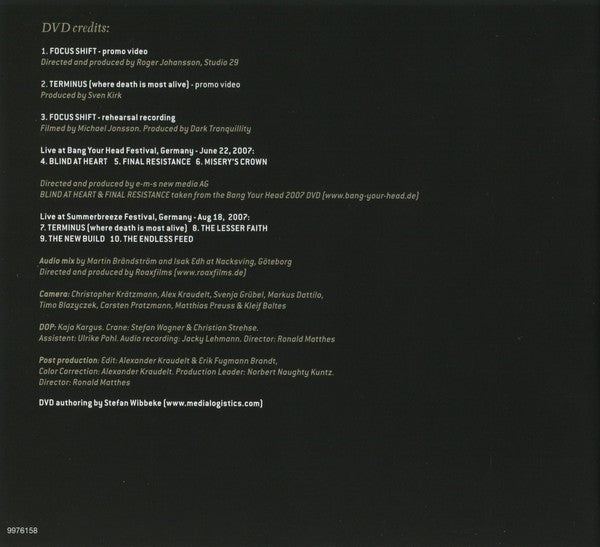 Dark Tranquillity : Fiction (CD, Album + DVD-V, NTSC + RE, Exp)