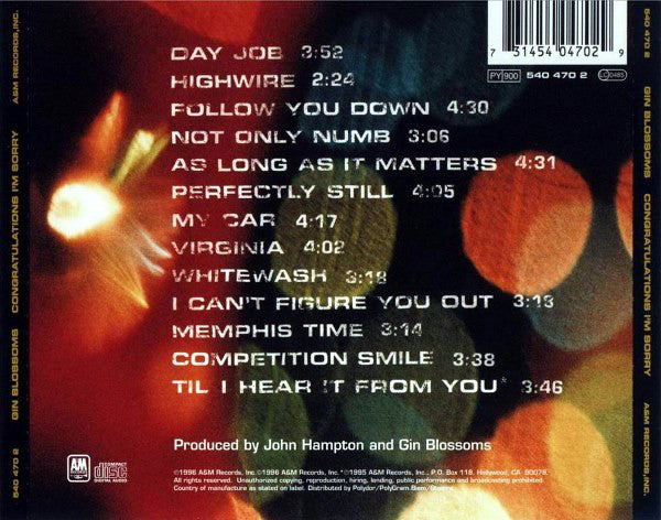 Gin Blossoms : Congratulations I'm Sorry (CD, Album, PMD)