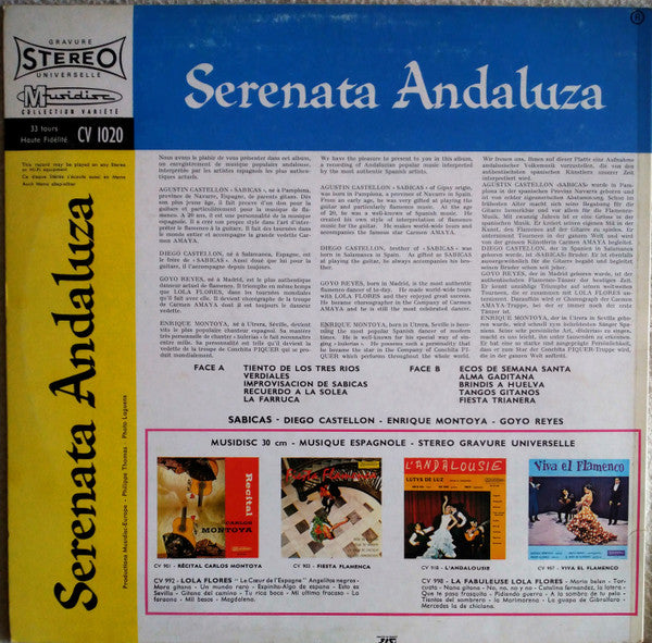 Sabicas, Diego Castellon, Enrique Montoya, Goyo Reyes : Serenata Andaluza (LP)