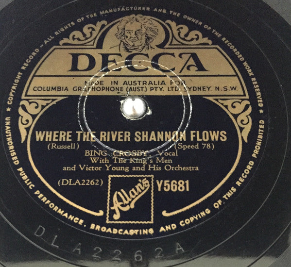 Bing Crosby WIth The King's Men And Victor Young And His Orchestra : Did Your Mother Come From Ireland / Where The River Shannon Flows (Shellac, 10")