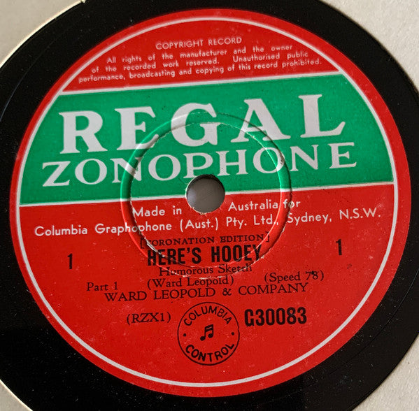 Ward Leopold : Here's Hooey (Coronation Edition) (Shellac, 12")