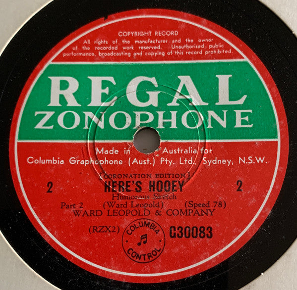 Ward Leopold : Here's Hooey (Coronation Edition) (Shellac, 12")