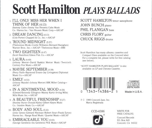 Scott Hamilton : Plays Ballads (CD, Album)