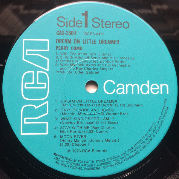 Perry Como : Dream On Little Dreamer (LP, Comp, RM)