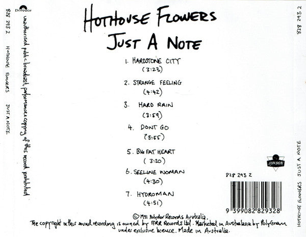 Hothouse Flowers : Just A Note (CD, MiniAlbum)