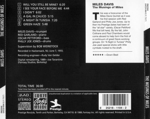 Miles Davis : The Musings Of Miles (CD, Album, RE, RM)
