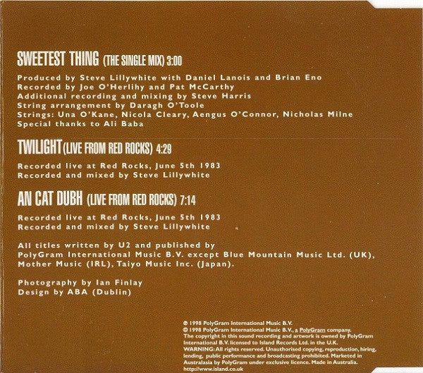 U2 : Sweetest Thing (CD, Single)