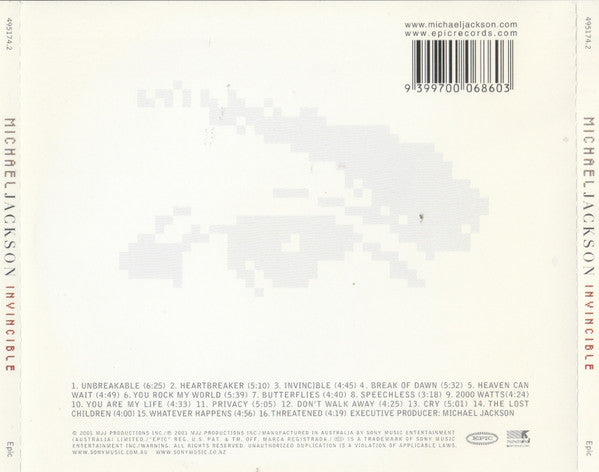 Michael Jackson : Invincible (CD, Album, Ltd)