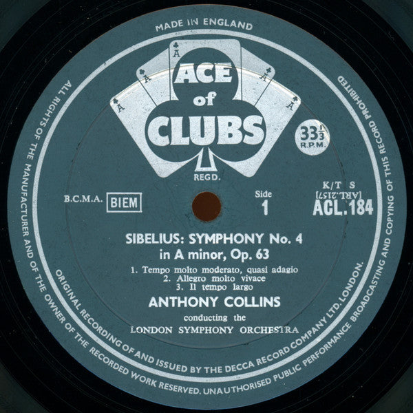 Jean Sibelius, Anthony Collins (2) - London Symphony Orchestra : Symphony No 4, Pohjola's Daughter  (LP, Album, Mono, RE)