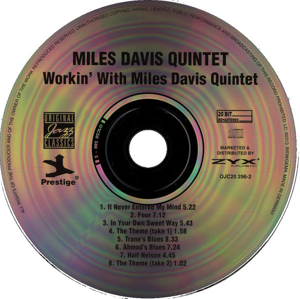 The Miles Davis Quintet : Workin' With The Miles Davis Quintet (CD, Album, RE, Dig)
