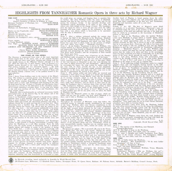 Richard Wagner : Highlights From Tannhäuser (LP, Club)