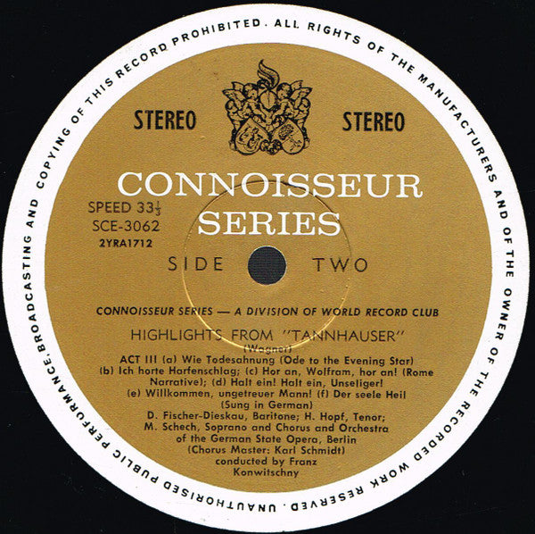 Richard Wagner : Highlights From Tannhäuser (LP, Club)