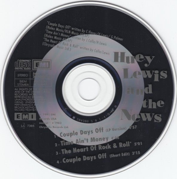 Huey Lewis & The News : Couple Days Off (CD, Maxi)