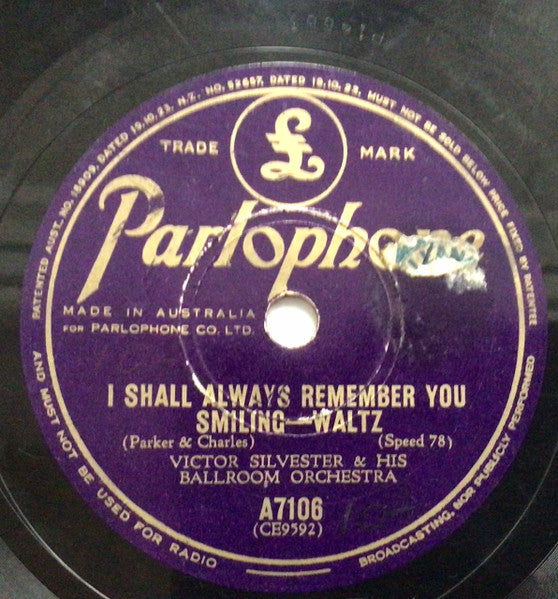 Victor Silvester And His Ballroom Orchestra : I Shall Always Remember You Smiling / The Umbrella Man (Shellac, 10")