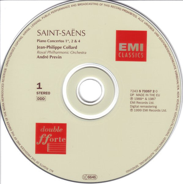 Camille Saint-Saëns - Jean-Philippe Collard, Royal Philharmonic Orchestra, André Previn : Piano Concertos 1-5; "Wedding Cake" - Caprice-Valse; "Africa" Fantaisie (2xCD, Comp, RM)