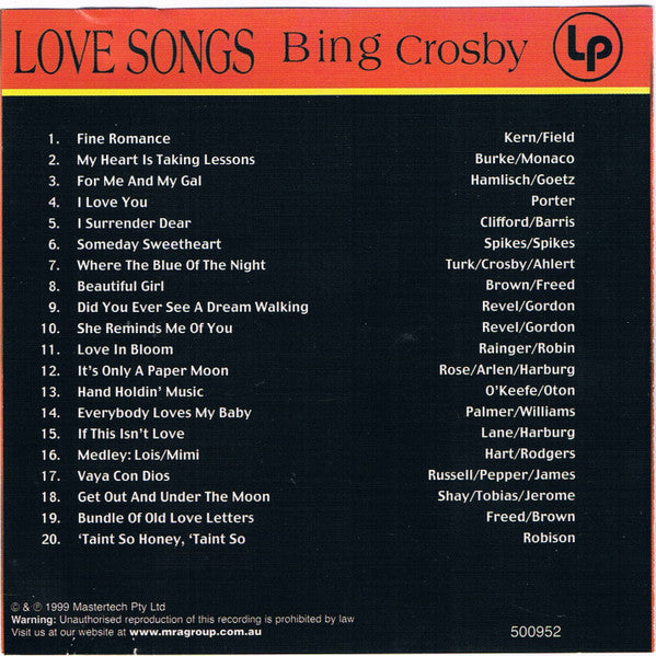 Bing Crosby : Love Songs (CD, Comp)