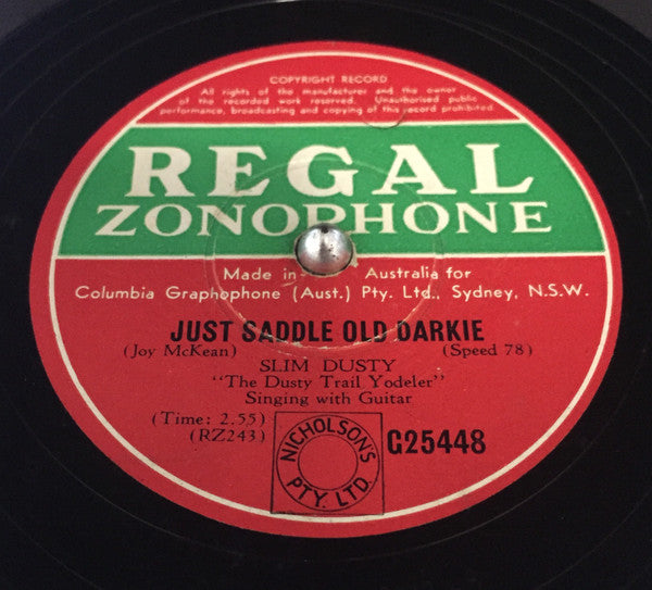 Slim Dusty : The Rodeo Dance / Just Saddle Old Darkie (Shellac, 10")