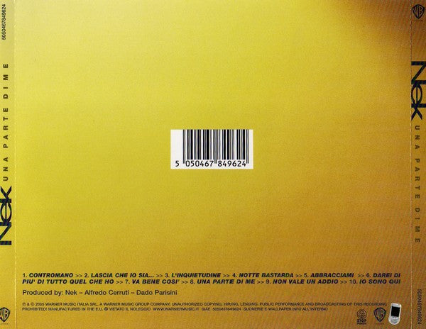 Nek : Una Parte Di Me (CD, Album)