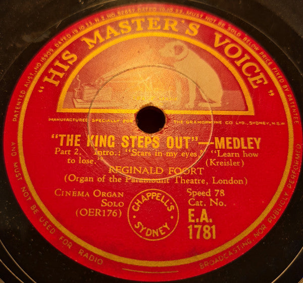 Reginald Foort : "The King Steps Out" -Medley (Shellac, 10")