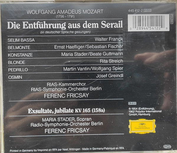 Wolfgang Amadeus Mozart - Maria Stader, Ernst Haefliger, Rita Streich, Martin Vantin, Josef Greindl, RIAS Symphonie-Orchester Berlin, Ferenc Fricsay : Die Entführung Aus Dem Serail (2xCD, Comp, Mono, RM)