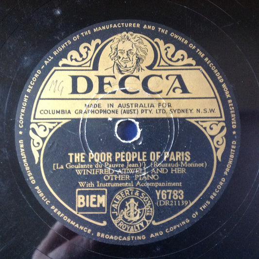 Winifred Atwell : The Poor People Of Paris (La Goulante du Pauvre Jean) / Piano Tuner's Boogie (Shellac, 10")