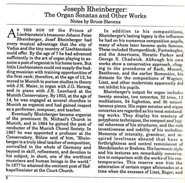 Josef Rheinberger, Bruce Stevens (4) : Josef Rheinberger Organ Sonatas (CD, Album)