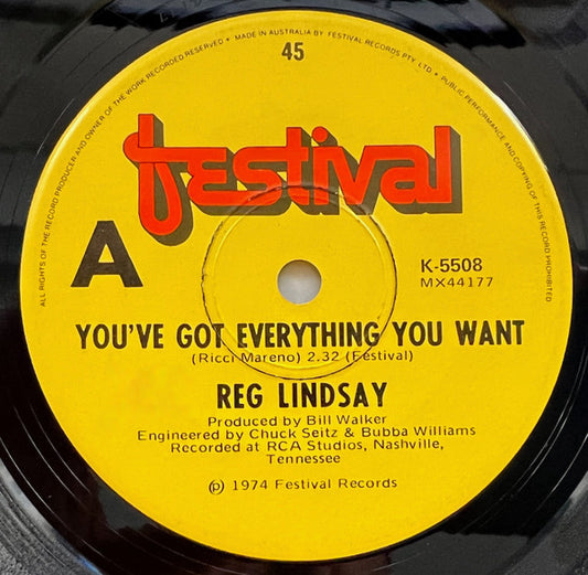 Reg Lindsay : You've Got Everything You Want (7", Single)